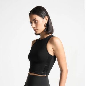 Racer Crop Top With Satin Panels
